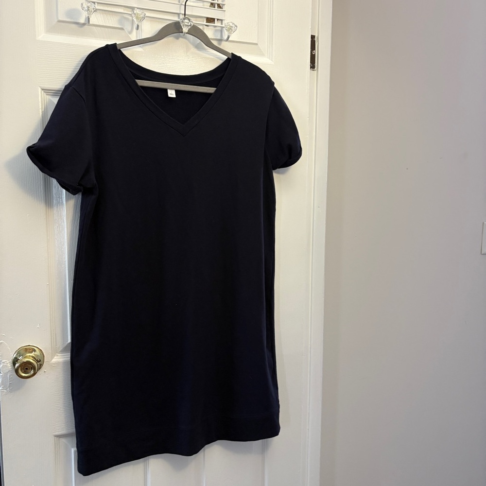 Daily Ritual Scoop Neck Short Sleeve Deep Navy Knit Dress